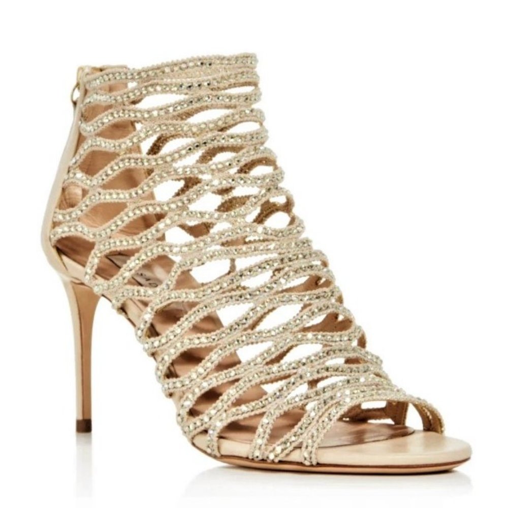 CASADEI Skin Duse Swarovski Crystal Cage Sandals
